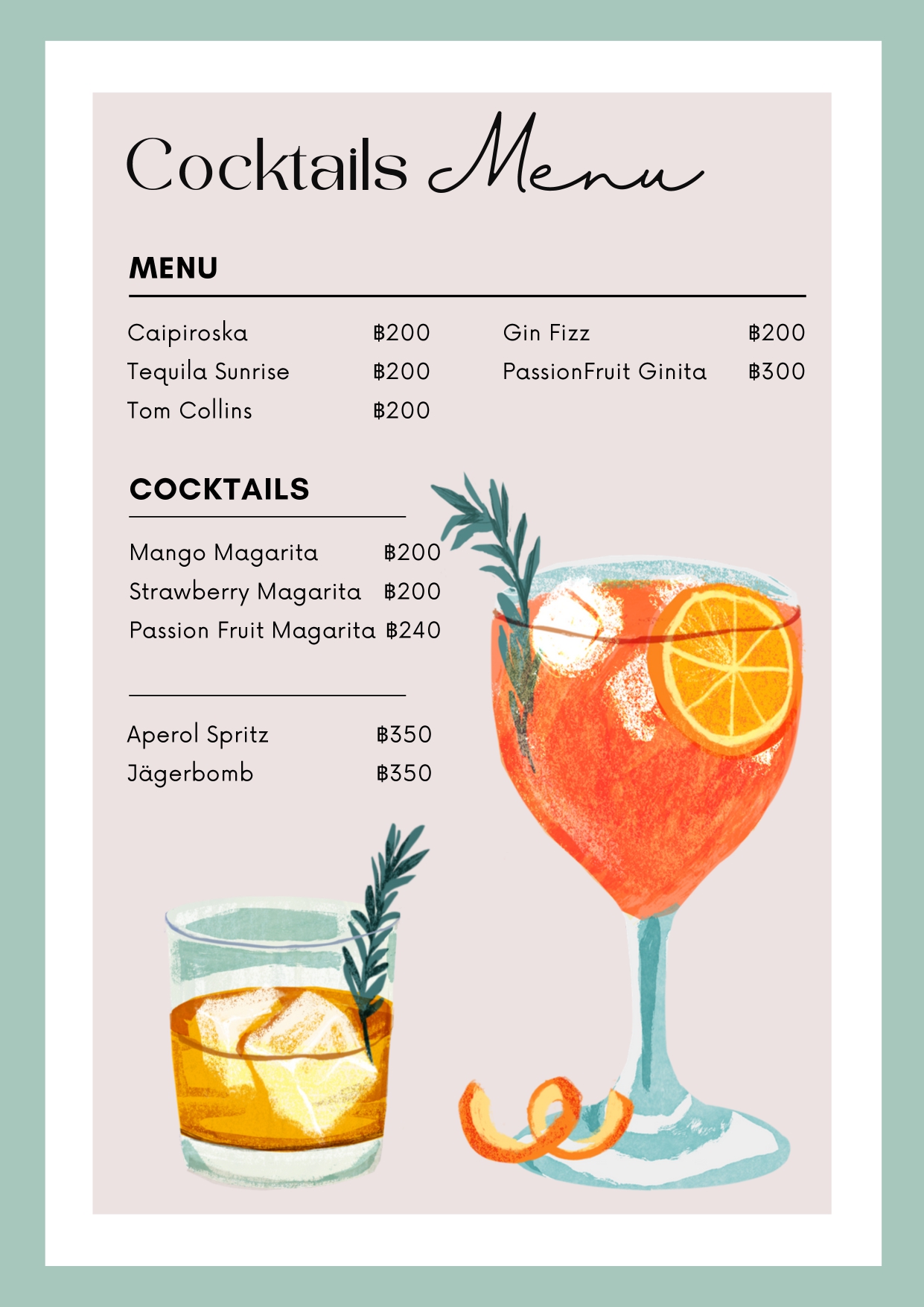 Drinks Menu