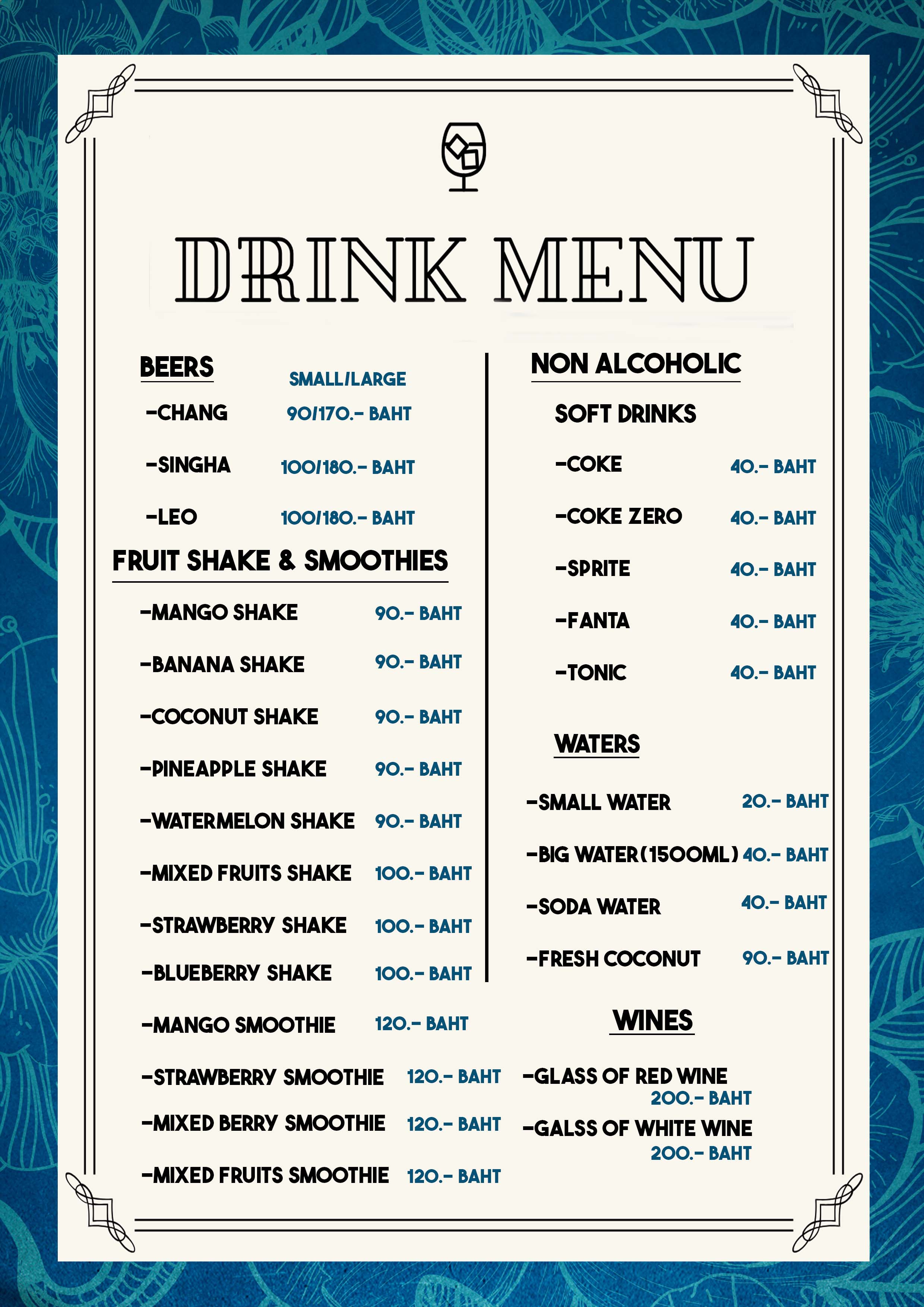 Drinks Menu